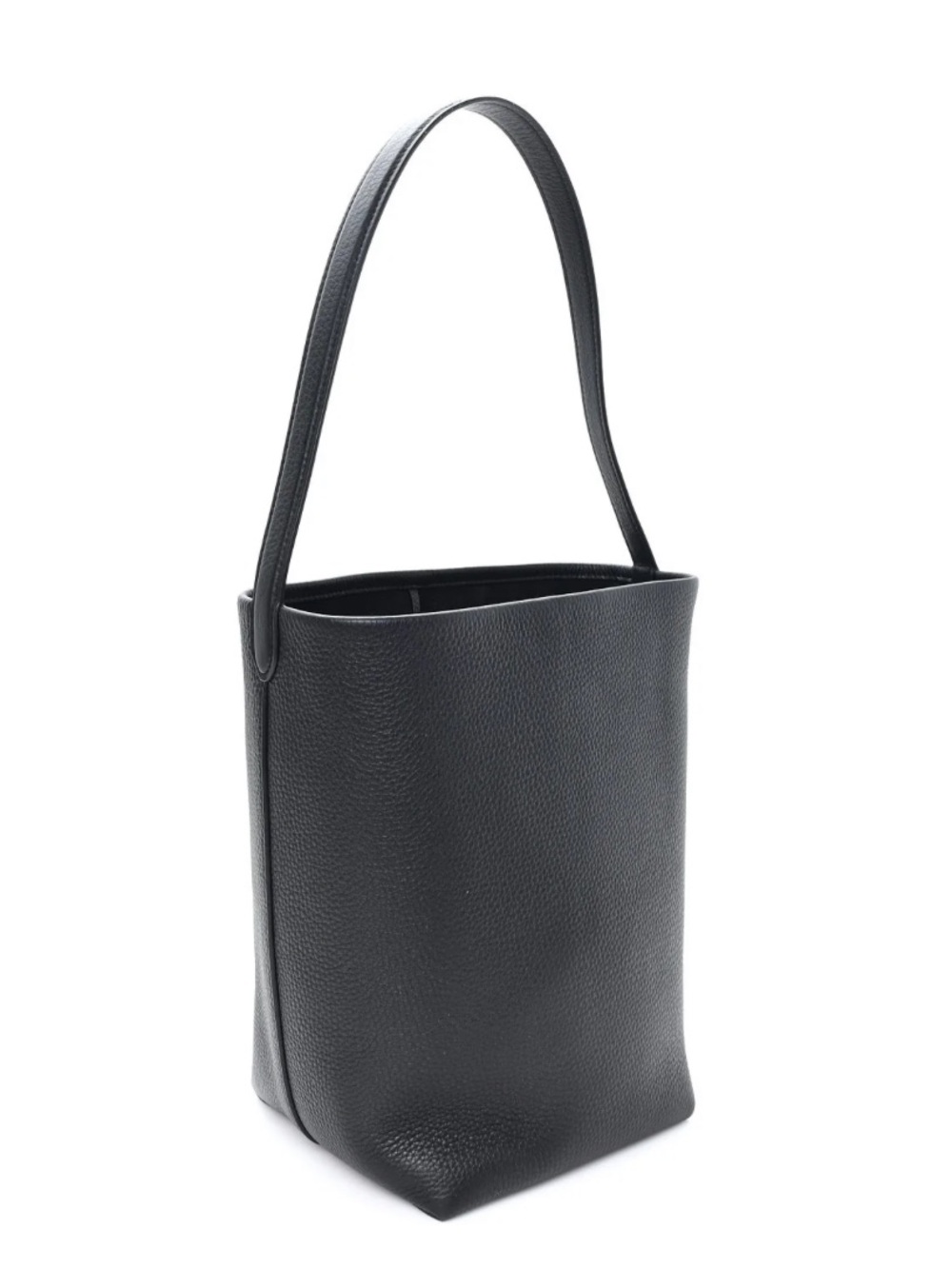 Black Pebbled Faux Leather Shoulder Tote